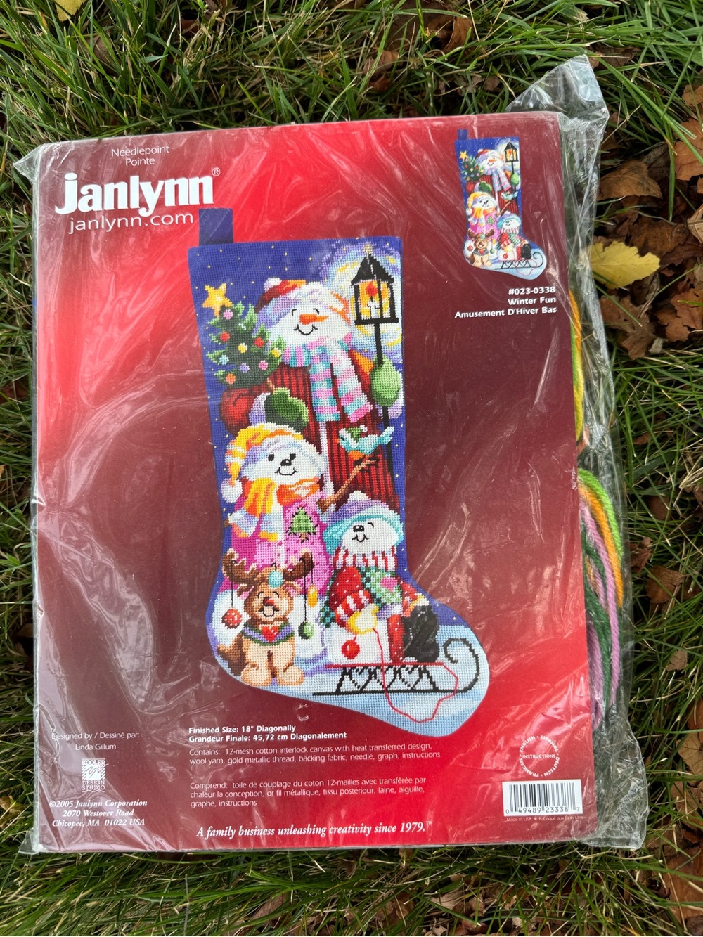 NWT Vintage 2005 Janlynn Snowman “Winter Fun”Christmas stocking needlepoint kit